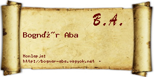 Bognár Aba névjegykártya