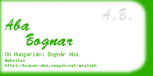 aba bognar business card